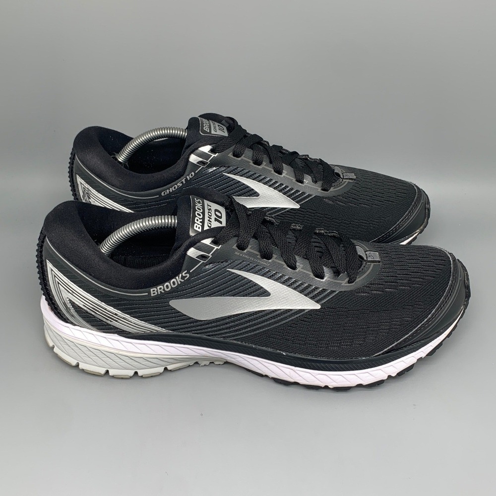 Brooks Ghost 10 Black Silver Running Shoes 1102571D045 Men's Sz 12